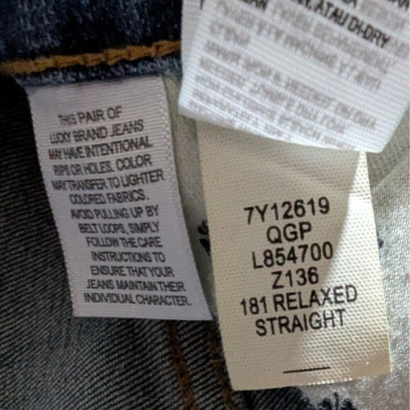 Lucky Brand Jeans Mens 46x30 Blue 181 Relaxed Fit Straight Leg Stretch Denim - Picture 7 of 13